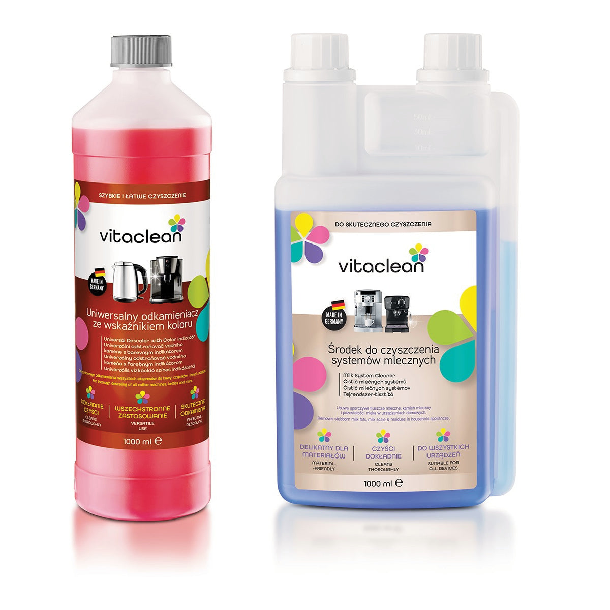 VITACLEAN Odkamieniacz do ekspresów - Płyn do czyszczenia systemów mleka ZESTAW 2x1000
