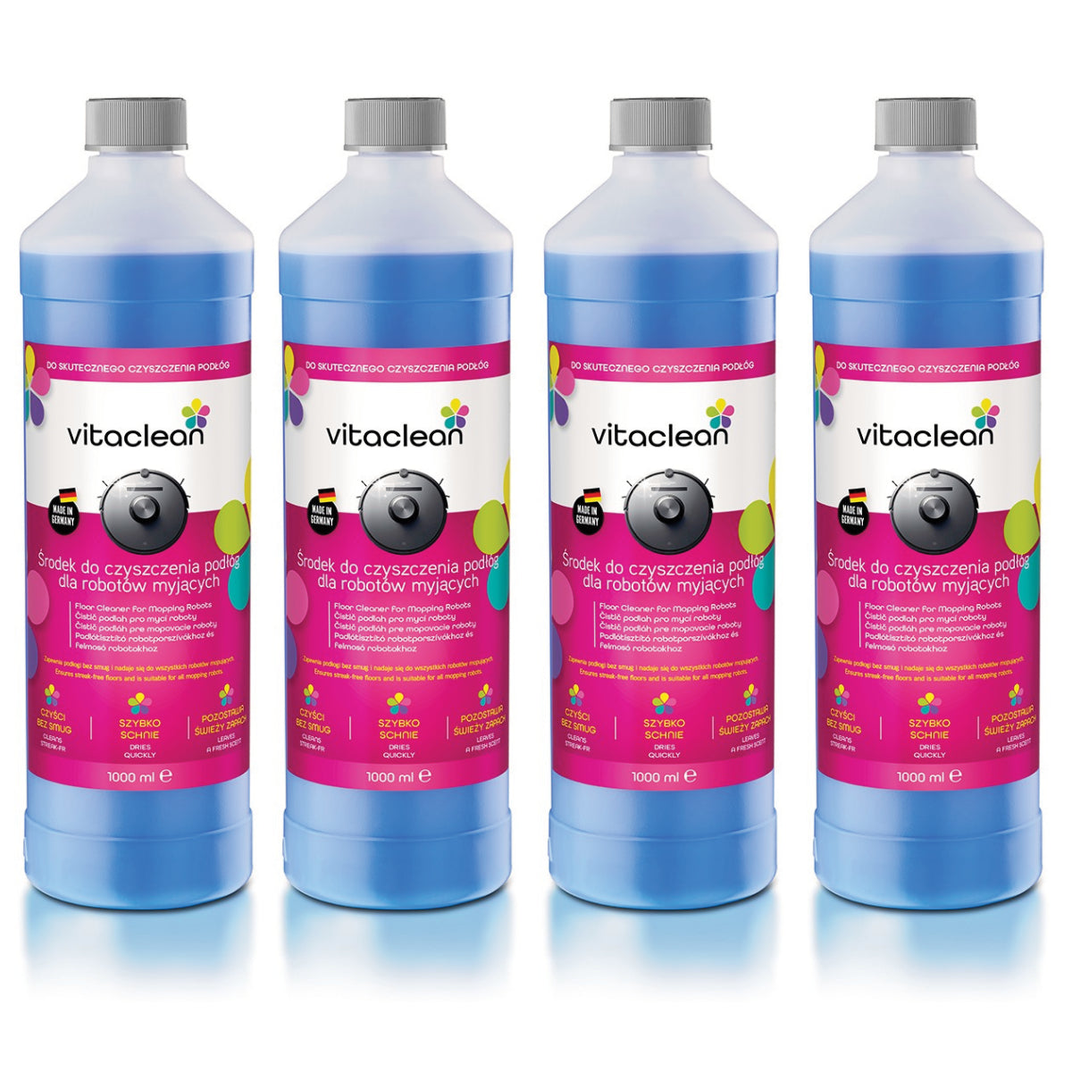 Vitaclean Koncentrat do Robotów Mopujących zestaw 4×1000 ml — 4 butelki