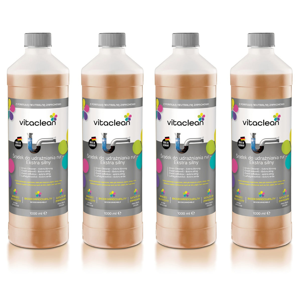 Vitaclean Udrażniacz do Rur 4×1000 ml — 4 butelki żelu