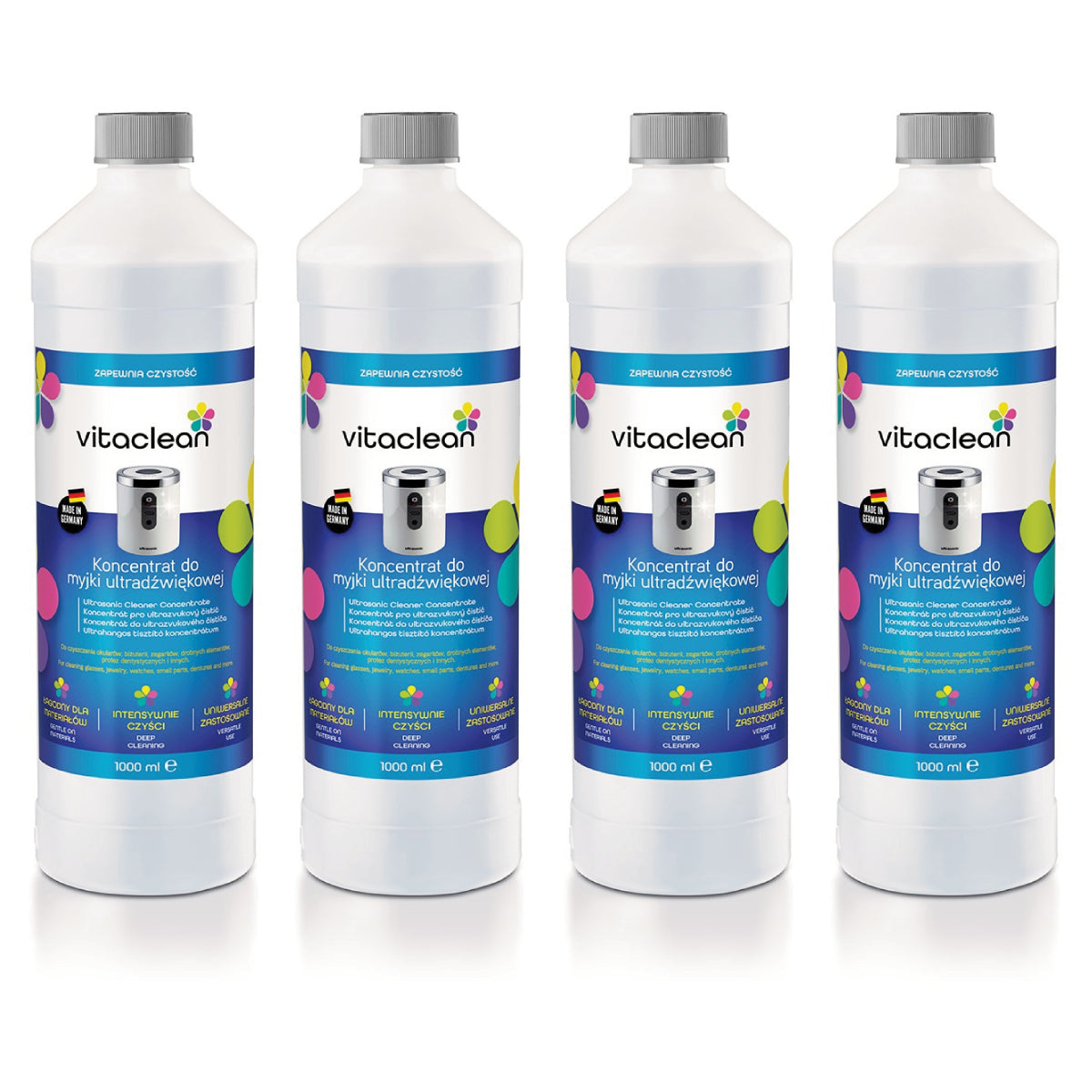 Vitaclean Koncentrat do Myjek Ultradźwiękowych 4×1000 ml — 4 butelki