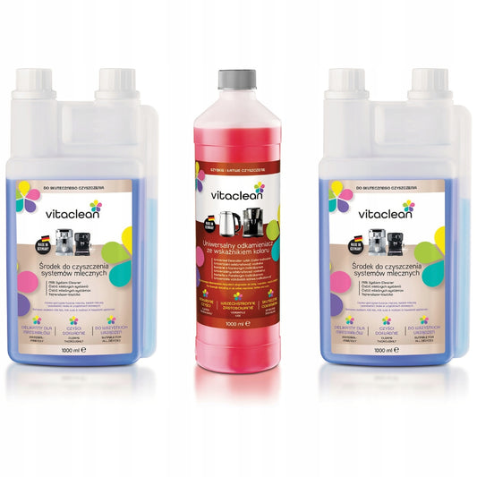 Vitaclean Zestaw do Ekspresu — odkamieniacz i płyn do mleka 3 szt.